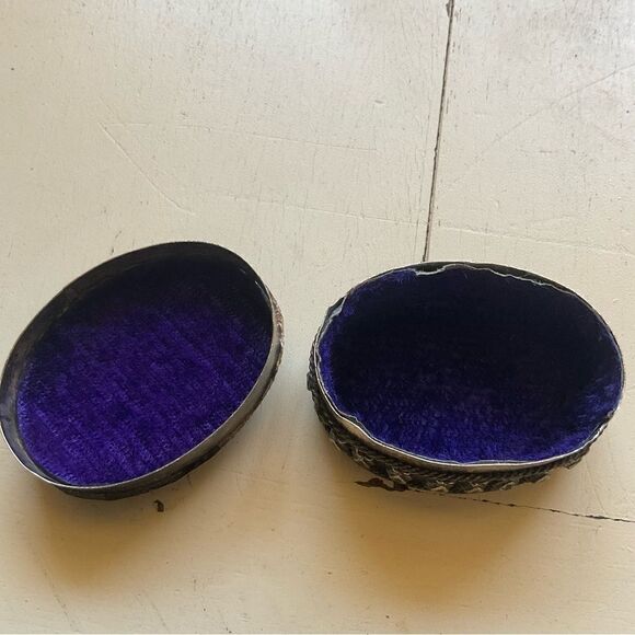 GANZ Pill Boxes Jeweled Rhinestone Lided Boxes Oval Square Silvertone - Picture 6 of 13